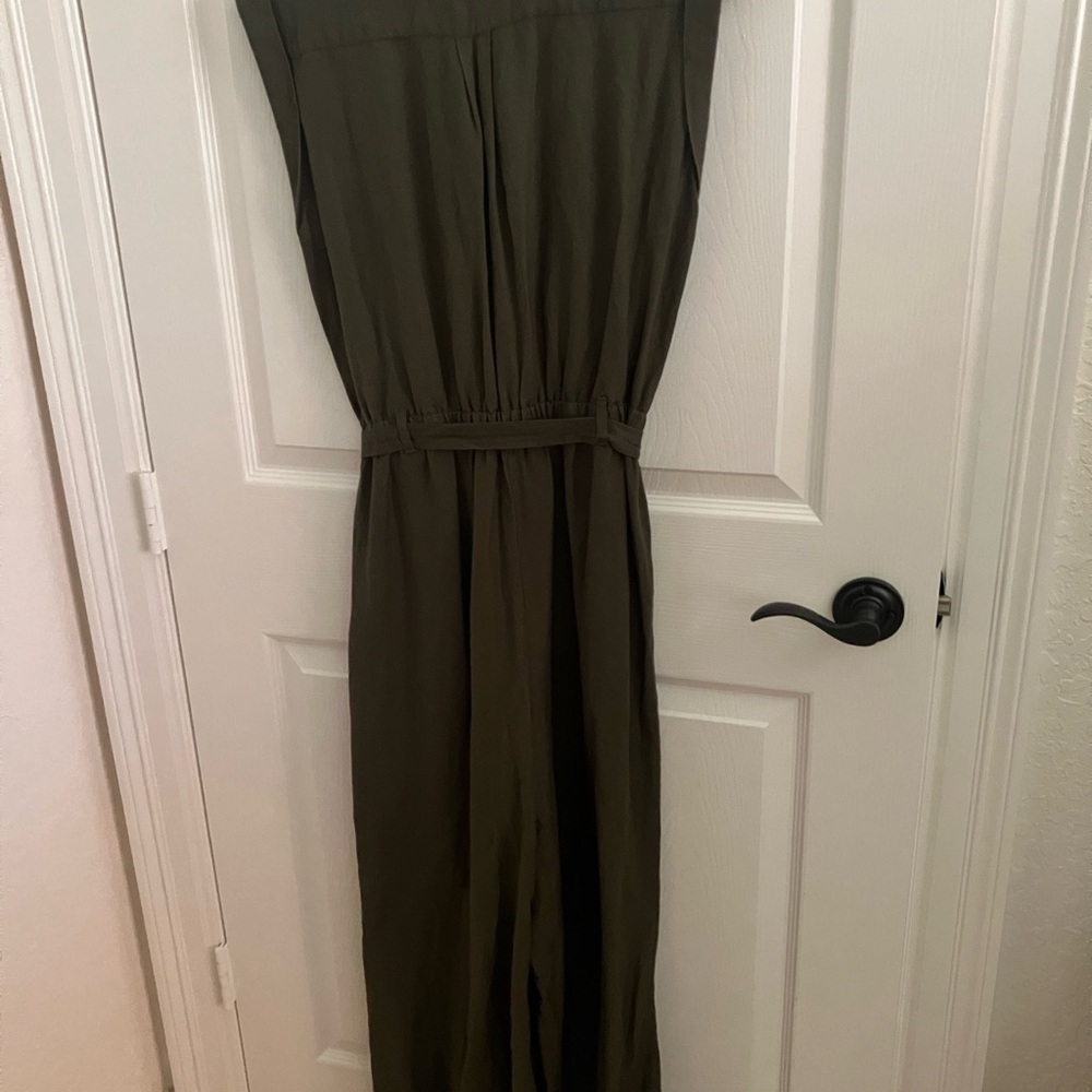 LOFT Dark Olive Textured Jumpsuit